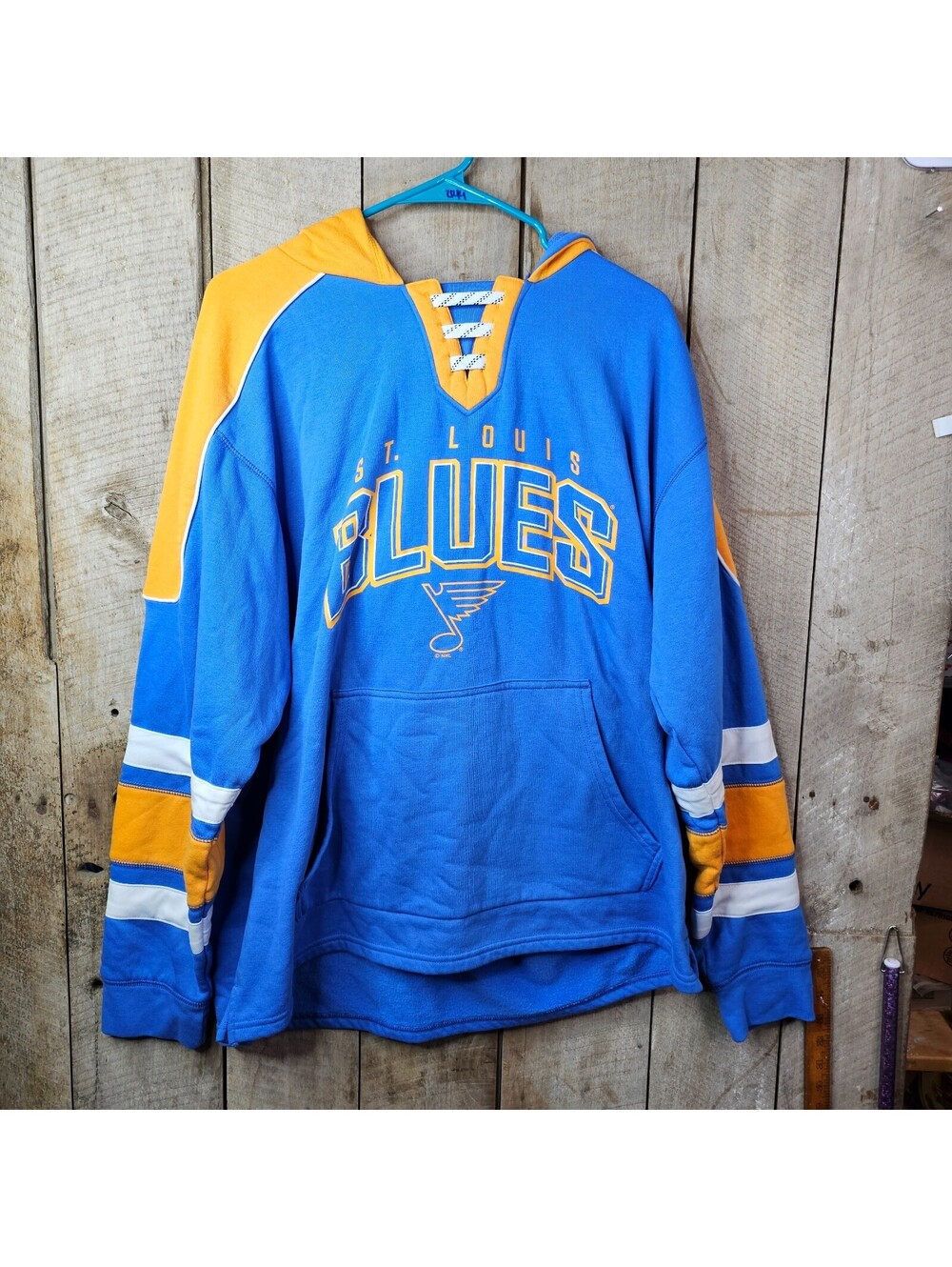 NHL St. Louis Blues Lace Up Hoodie Sweatshirt Adult Large Blue Gold Hockey